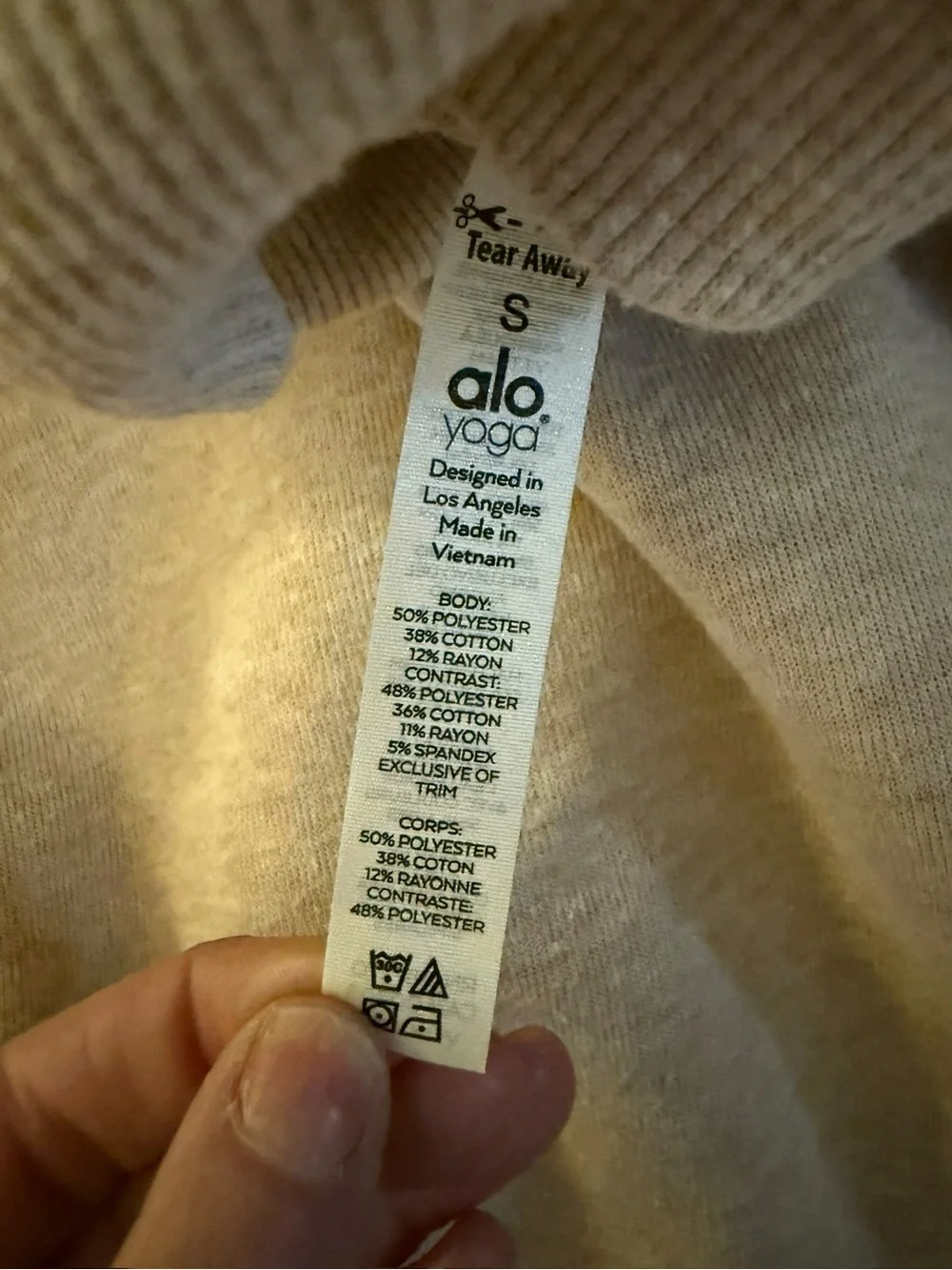 ALO YOGA Women's Clarity Oatmeal Turtleneck Pullover Sweater Small sweatshirt